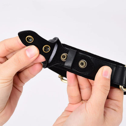 Customized Genuine Leather Dog Collar Airtag Holder