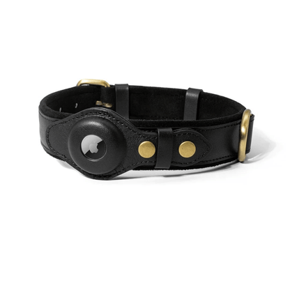 Customized Genuine Leather Dog Collar Airtag Holder