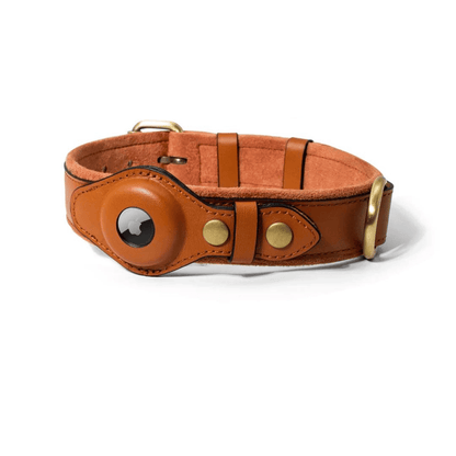 Customized Genuine Leather Dog Collar Airtag Holder